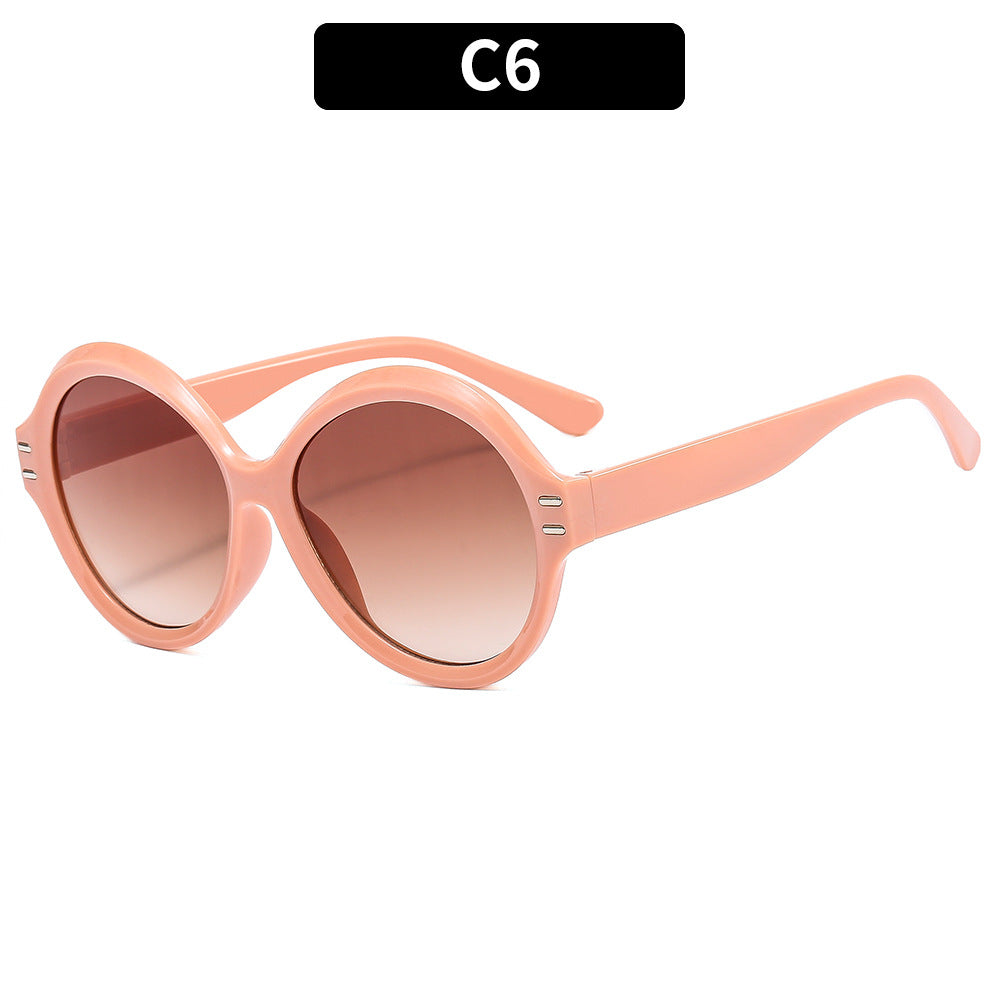 Wholesale Round Frame Pink PC Sunglasses
